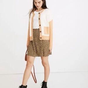 Madewell Colorblock Colburne Cardigan Sweater Coziest Textured Yarn Apricot XL